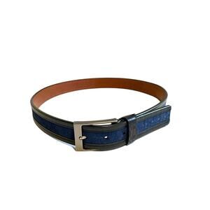 NWOT Nashville Boconi Suede Leather Belt Navy/Black 34/35